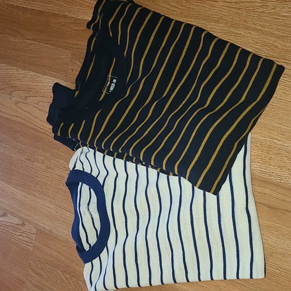 EUC 2 GAP long sleeve men's lived-in tops size lg striped